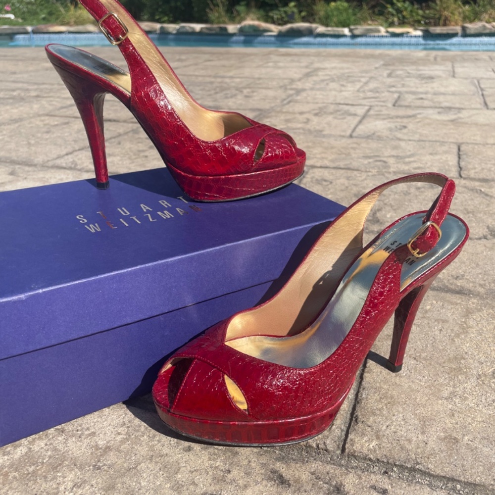 Vintage Red Stuart Weitzman Pumps - Picture 2 of 8